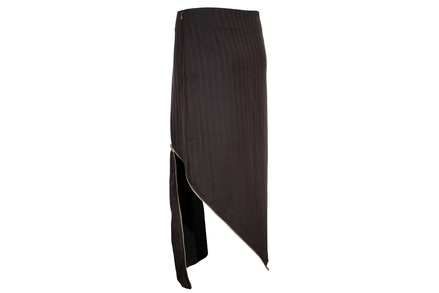 Vintage Collection Privée? wool blend brown striped avant garde skirt / Made in Italy