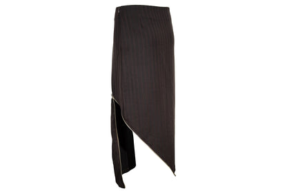 Vintage Collection Privée? wool blend brown striped avant garde skirt / Made in Italy