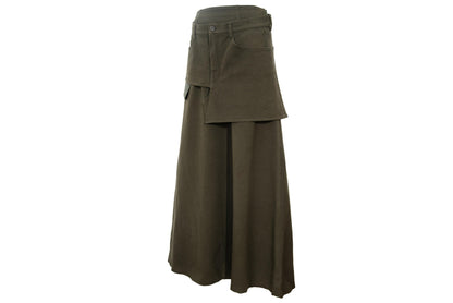Vintage Atsuro Tayama military inspired maxi skirt with asymmetric layered overskirt / MADE IN JAPAN