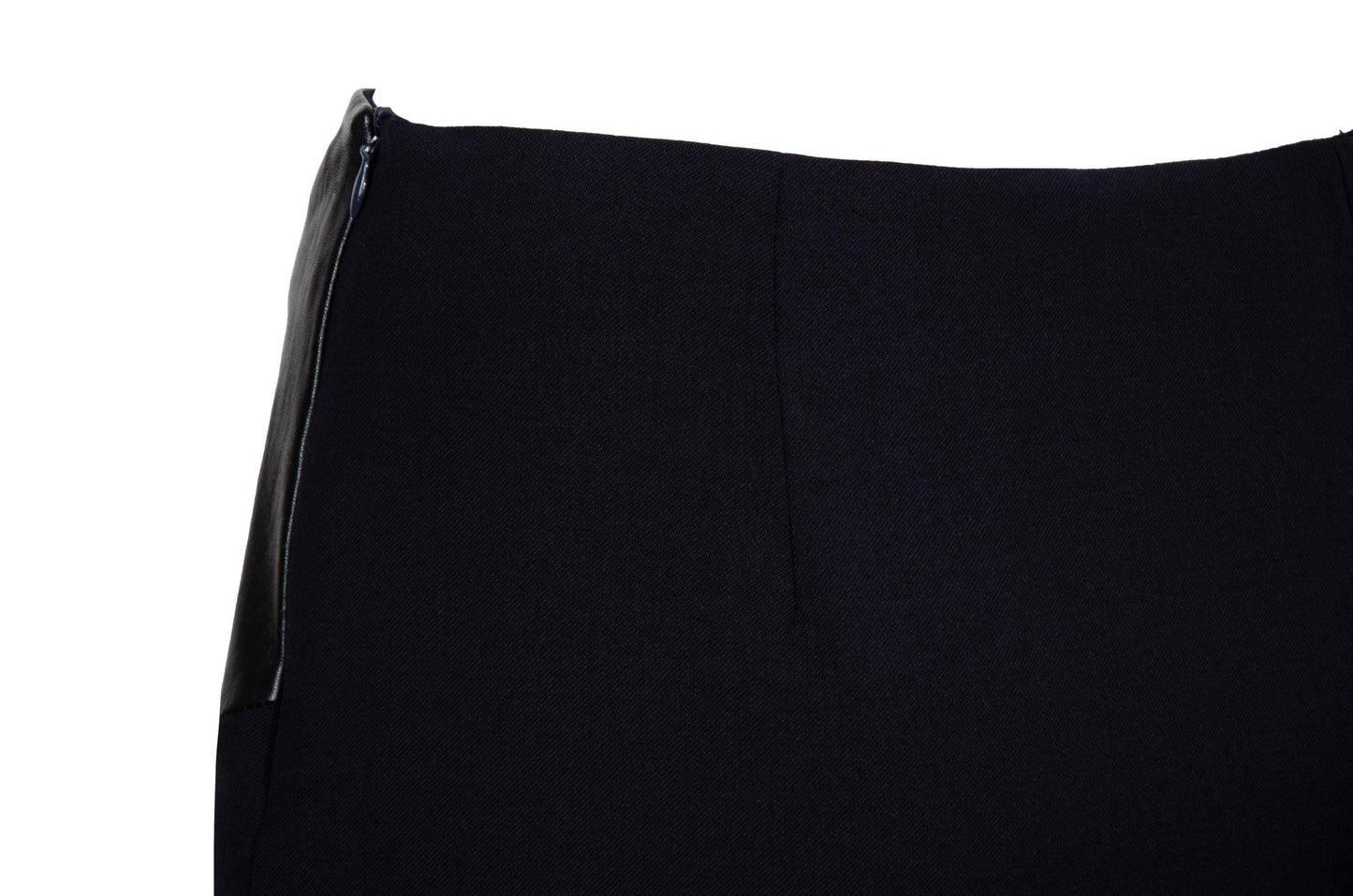 F/W 2001 Simultaneous avant garde black wool skirt with leather inserts / Made in Italy