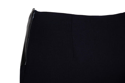F/W 2001 Simultaneous avant garde black wool skirt with leather inserts / Made in Italy