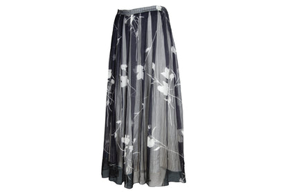 2000s Simultaneous 100% silk sheer pleated skirt / Made in Italy