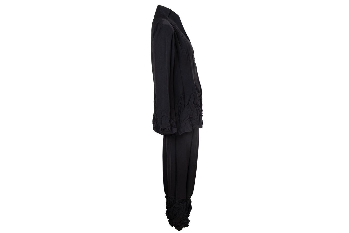 Vintage French brand permanent pleats black jacket and pants / Made in France