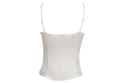Vintage 100% silk cream tank top with lace and silver tone sequins
