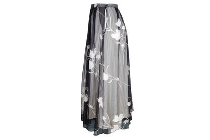 2000s Simultaneous 100% silk sheer pleated skirt / Made in Italy