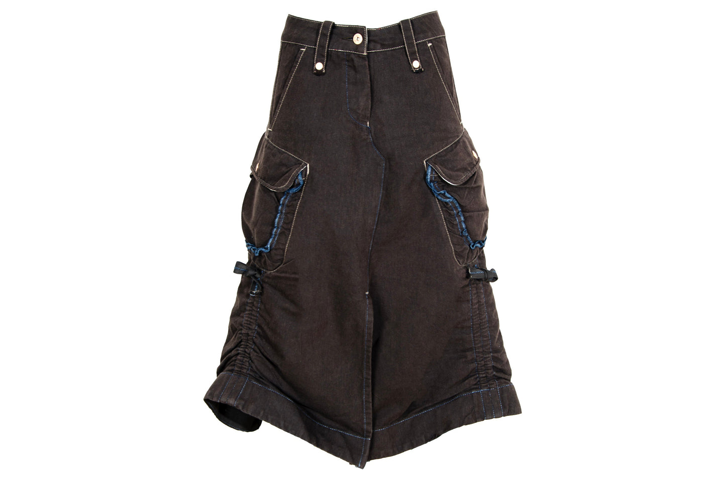 S/S 2003 Marithé + François Girbaud brown cotton cargo multi-pocket skirt / Made in Italy