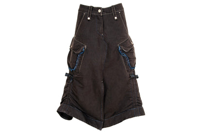 S/S 2003 Marithé + François Girbaud brown cotton cargo multi-pocket skirt / Made in Italy