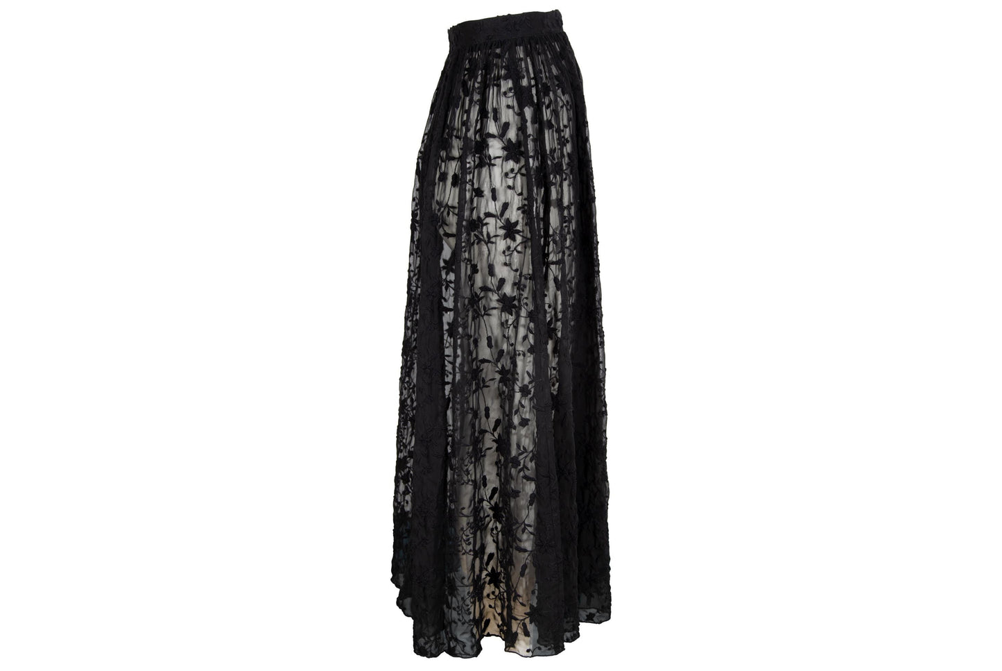 90s Marcel Marongiu sheer high waist lace maxi skirt / Made in France