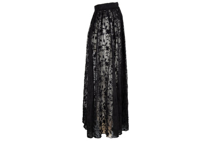 90s Marcel Marongiu sheer high waist lace maxi skirt / Made in France