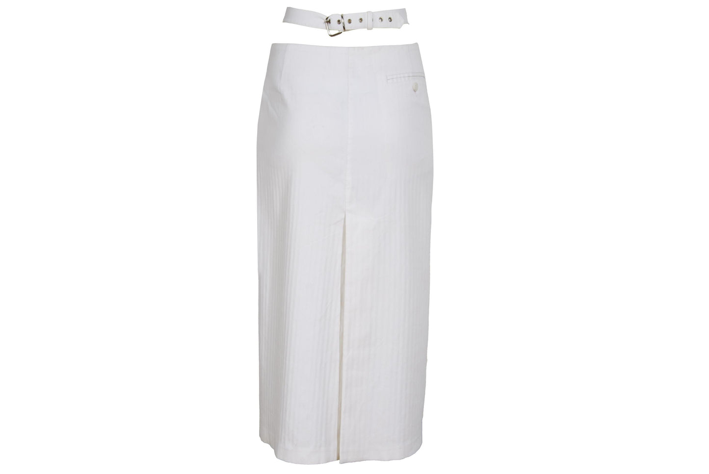 S/S 2003 Simultaneous white midi skirt with cutout integrated belt / Made in Italy