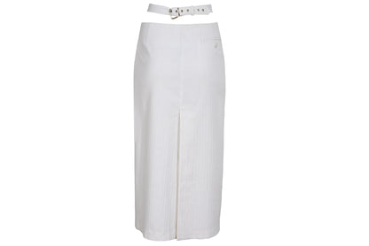 S/S 2003 Simultaneous white midi skirt with cutout integrated belt / Made in Italy
