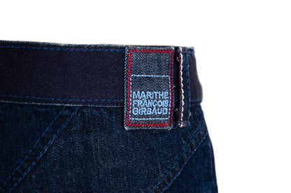 2000s Marithé + François girbaud zip front embroidered denim mermaid skirt