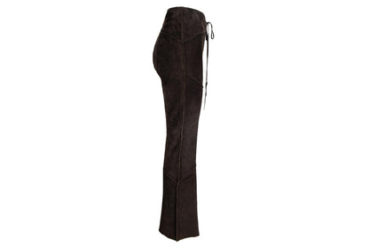 2000s low waisted brown suede corset bootcut pants / Made in Italy