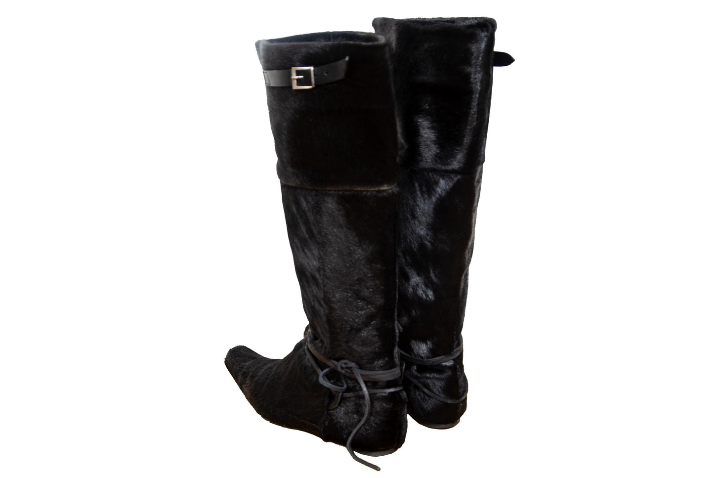 F/W 2005 Marithé + François Girbaud black pony hair tall boots