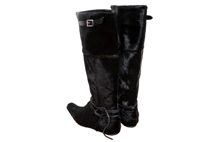 F/W 2005 Marithé + François Girbaud black pony hair tall boots