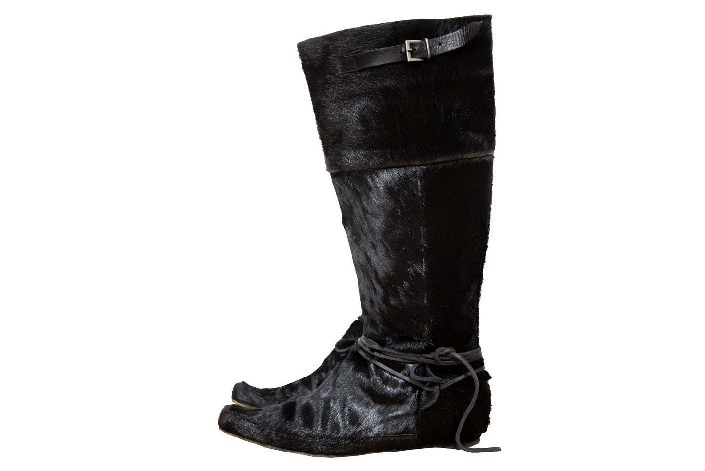 F/W 2005 Marithé + François Girbaud black pony hair tall boots