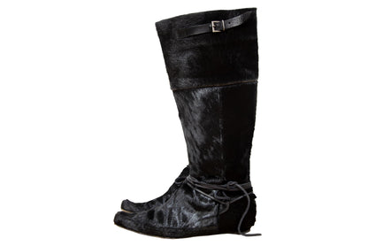 F/W 2005 Marithé + François Girbaud black pony hair tall boots