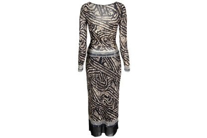 90s two piece sheer mesh set with baroque collage / Made in Italy
