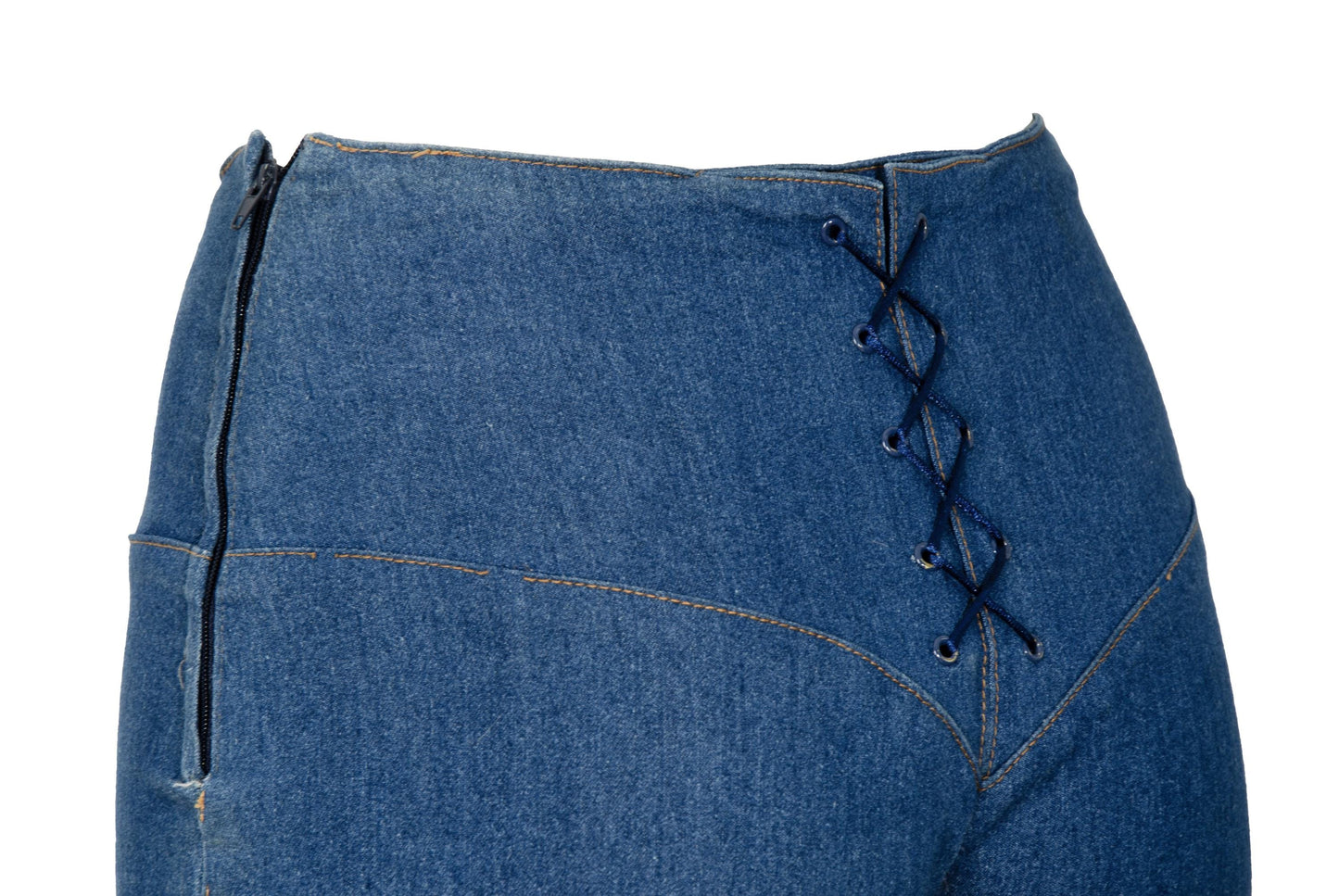 S/S 2002 Fatima Lopes denim lace-up corset style flared jeans