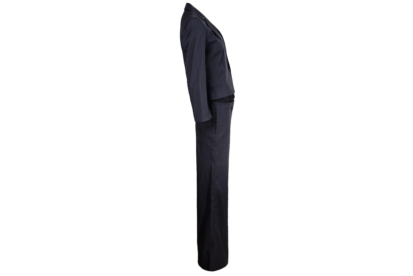 S/S 2002 Marcel Marongiu two piece suit with black lace details / Made in France