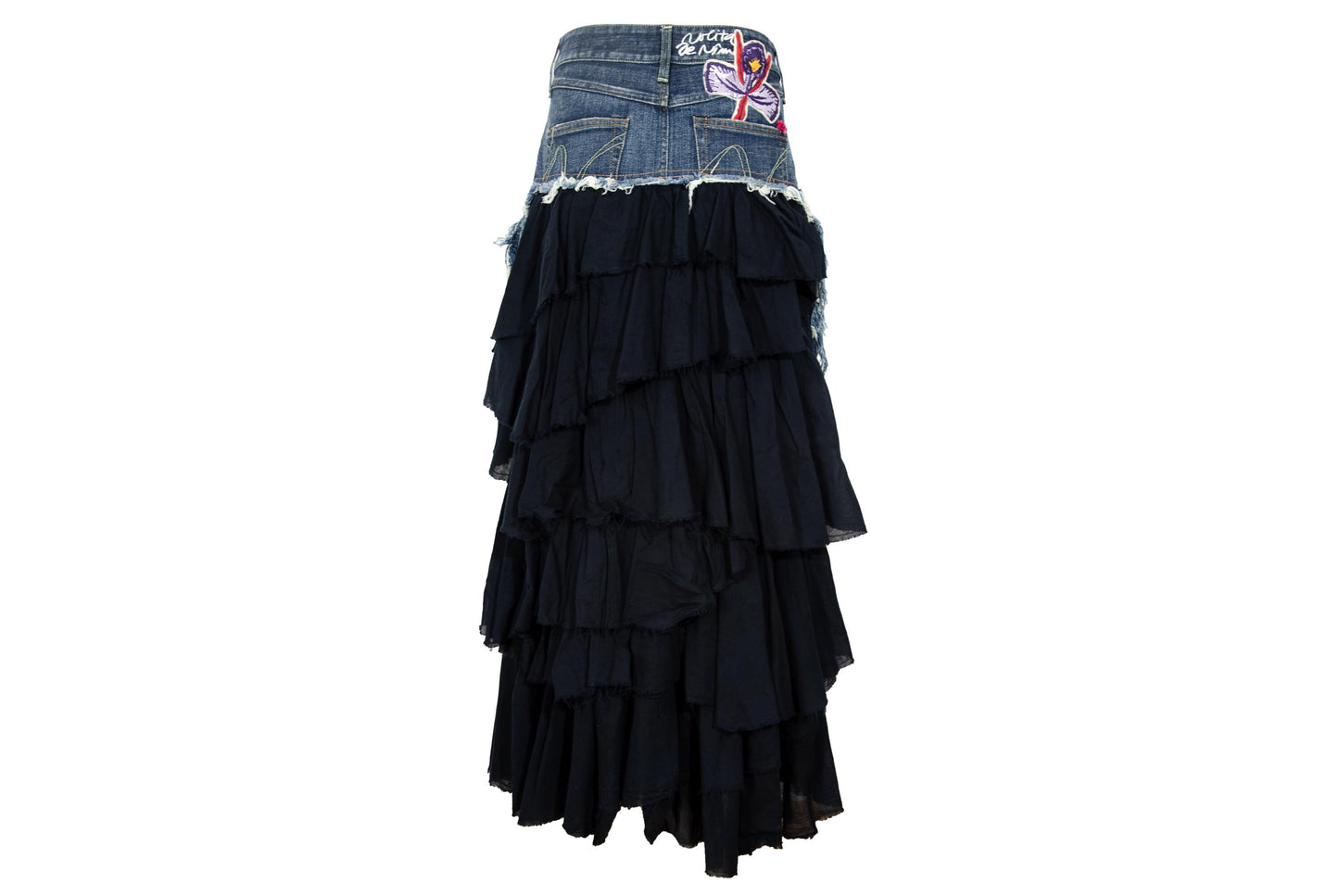 2000s Nolita denim skirt with tiered ruffle lower part / Made in Italy