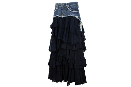 2000s Nolita denim skirt with tiered ruffle lower part / Made in Italy