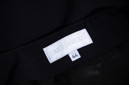 F/W 2001 Simultaneous avant garde black wool skirt with leather inserts / Made in Italy