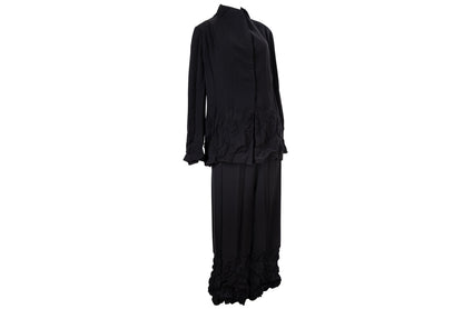 Vintage French brand permanent pleats black jacket and pants / Made in France