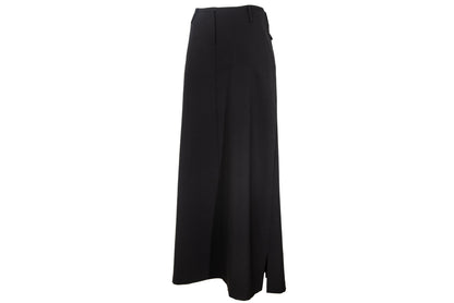 F/W 2001 Simultaneous black wool maxi skirt with back pleats and utilitarian patch pockets
