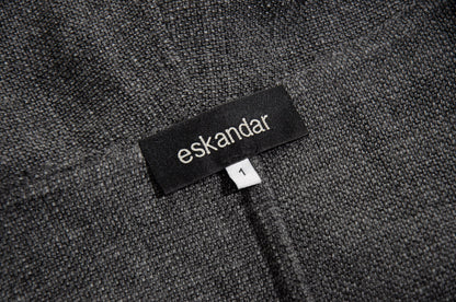 Eskandar grey wool loose draped oversized kimono coat