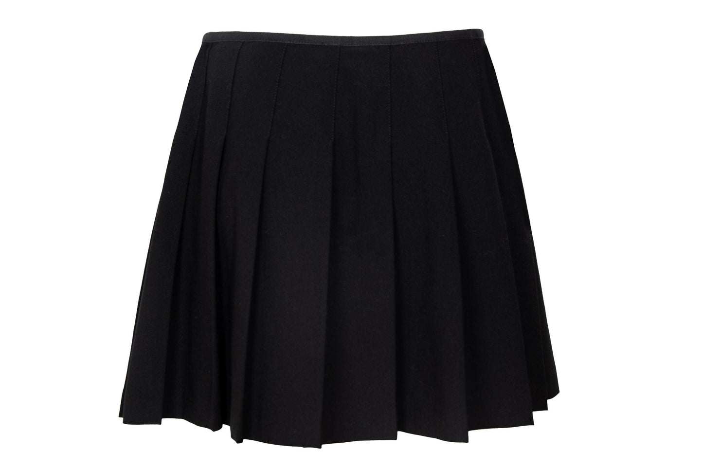 Vintage Simultaneous Asymmetric Pleated Wrap Skirt - Black Wool Blend - Size IT 44