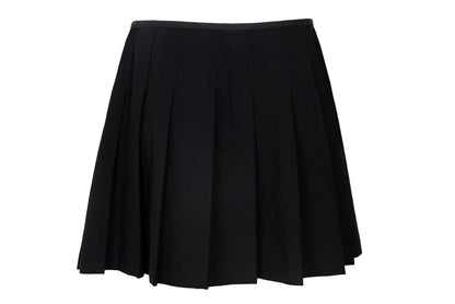 Vintage Simultaneous Asymmetric Pleated Wrap Skirt - Black Wool Blend - Size IT 44