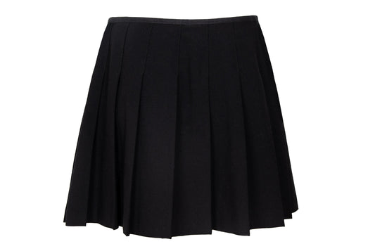 Vintage Simultaneous Asymmetric Pleated Wrap Skirt - Black Wool Blend - Size IT 44