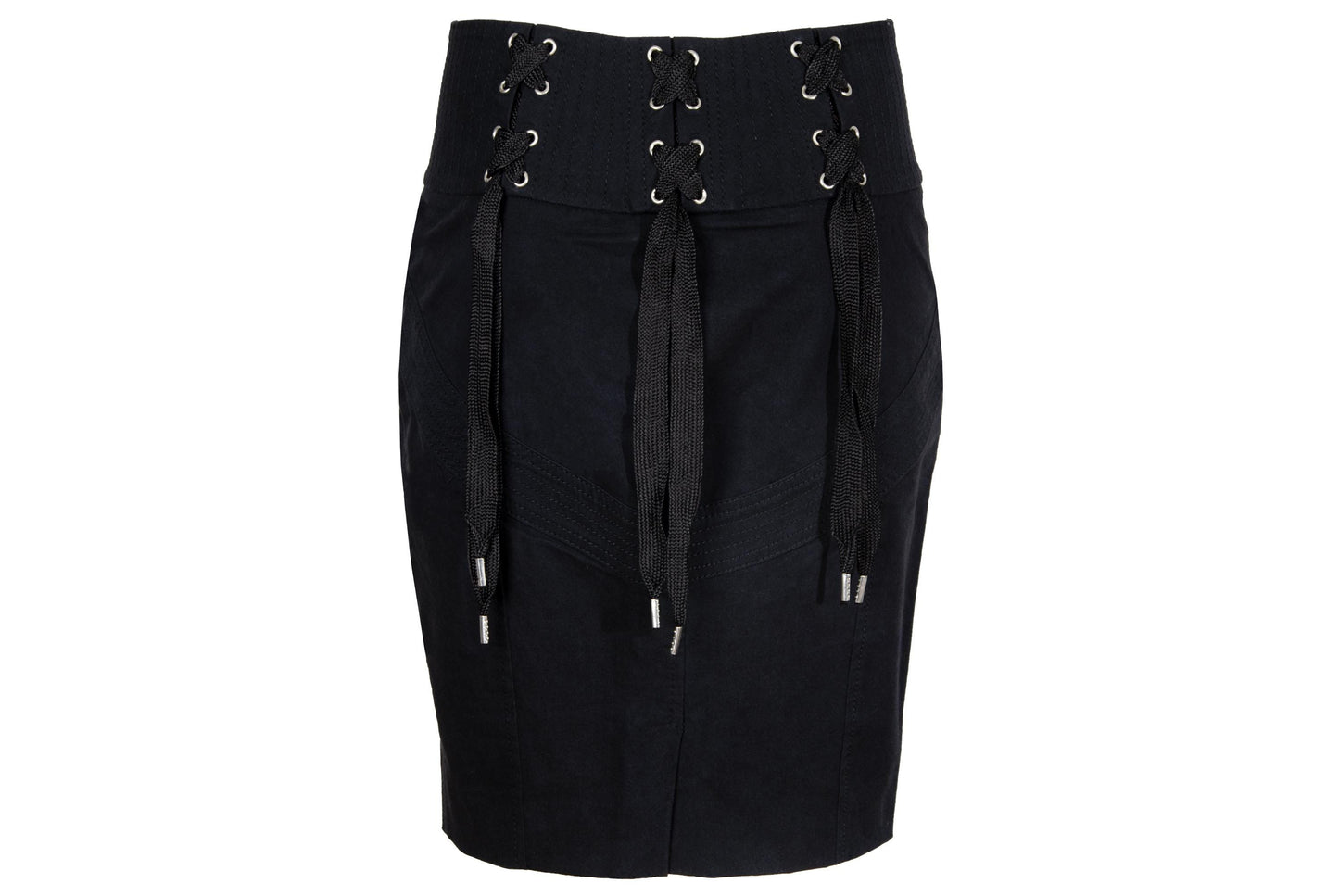 2000s Antonio Berardi black "corset" skirt / Tactical lace up front mini skirt / Made in Italy