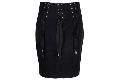 2000s Antonio Berardi black "corset" skirt / Tactical lace up front mini skirt / Made in Italy