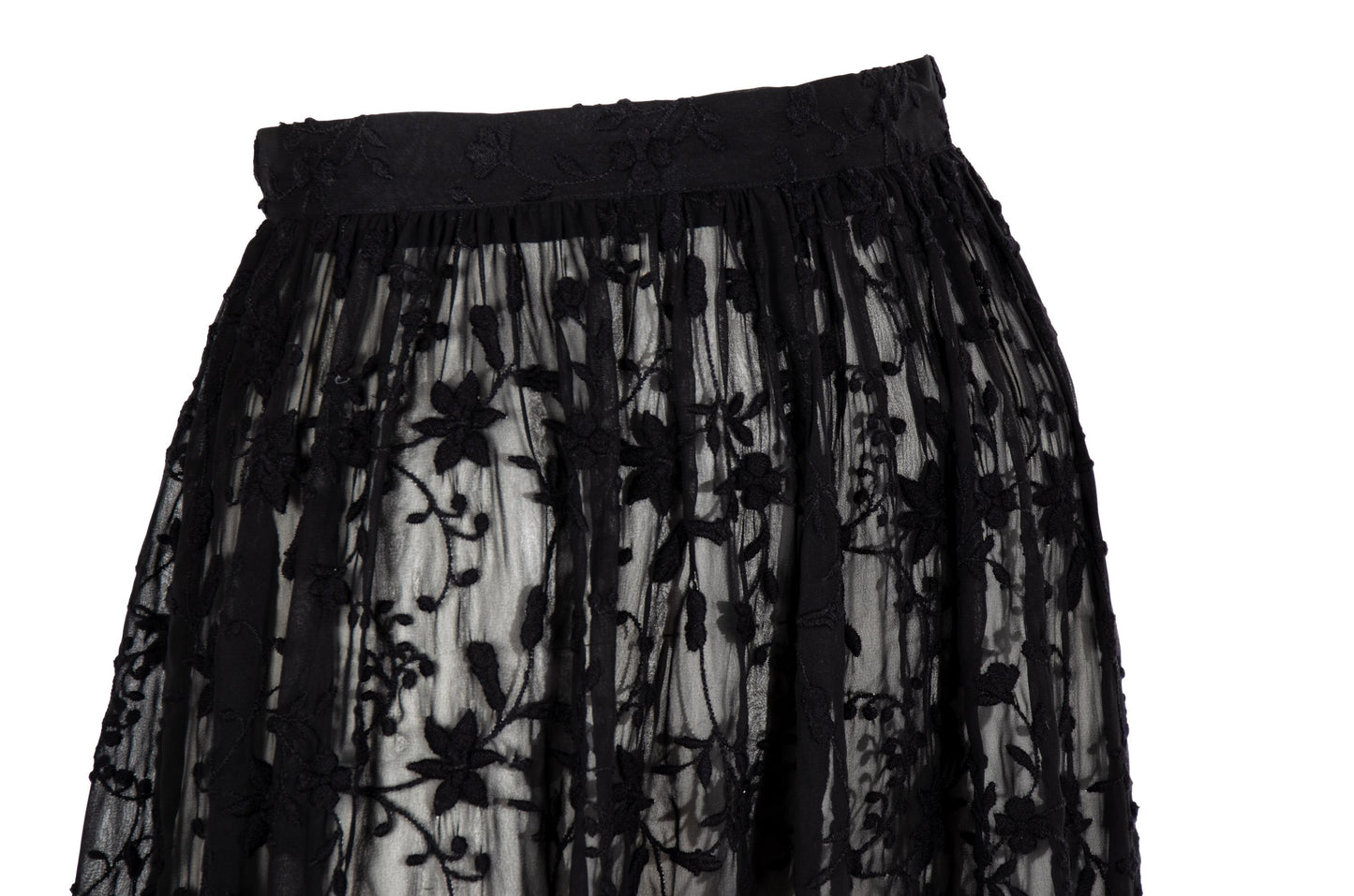 90s Marcel Marongiu sheer high waist lace maxi skirt / Made in France