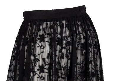 90s Marcel Marongiu sheer high waist lace maxi skirt / Made in France