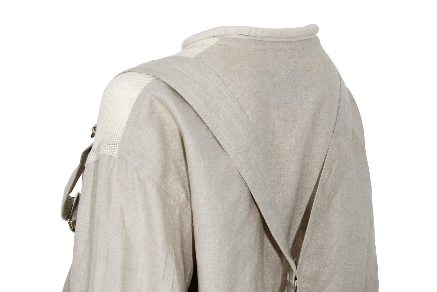 Vintage Japanese designer cropped harness linen jacket with mesh panels