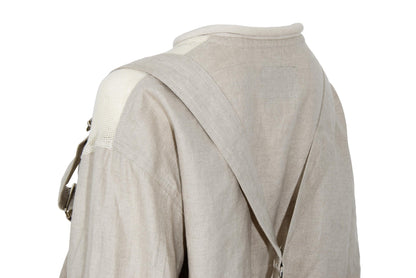 Vintage Japanese designer cropped harness linen jacket with mesh panels