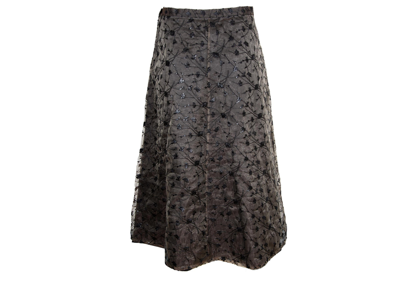 90s Marcel Marongiu embroidered sheer tulle midi skirt / Made in France