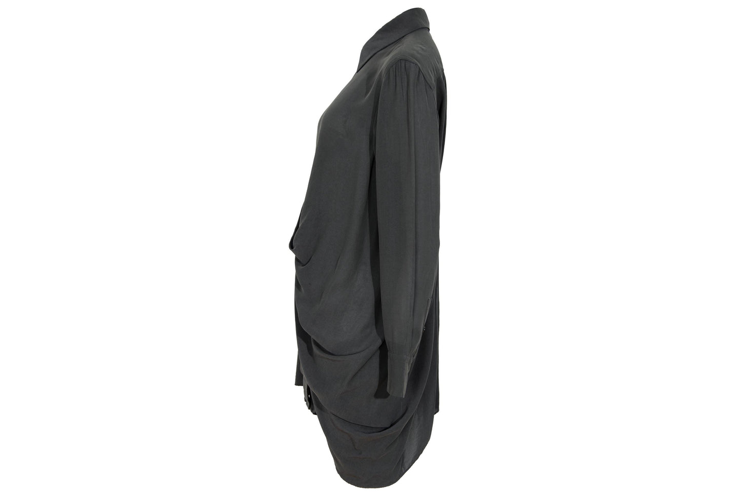 2000s Sportmax asymmetric draped charcoal grey shirt