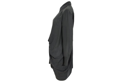 2000s Sportmax asymmetric draped charcoal grey shirt