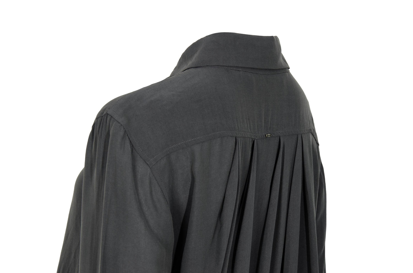 2000s Sportmax asymmetric draped charcoal grey shirt