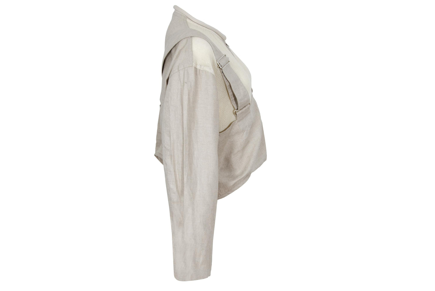 Vintage Japanese designer cropped harness linen jacket with mesh panels