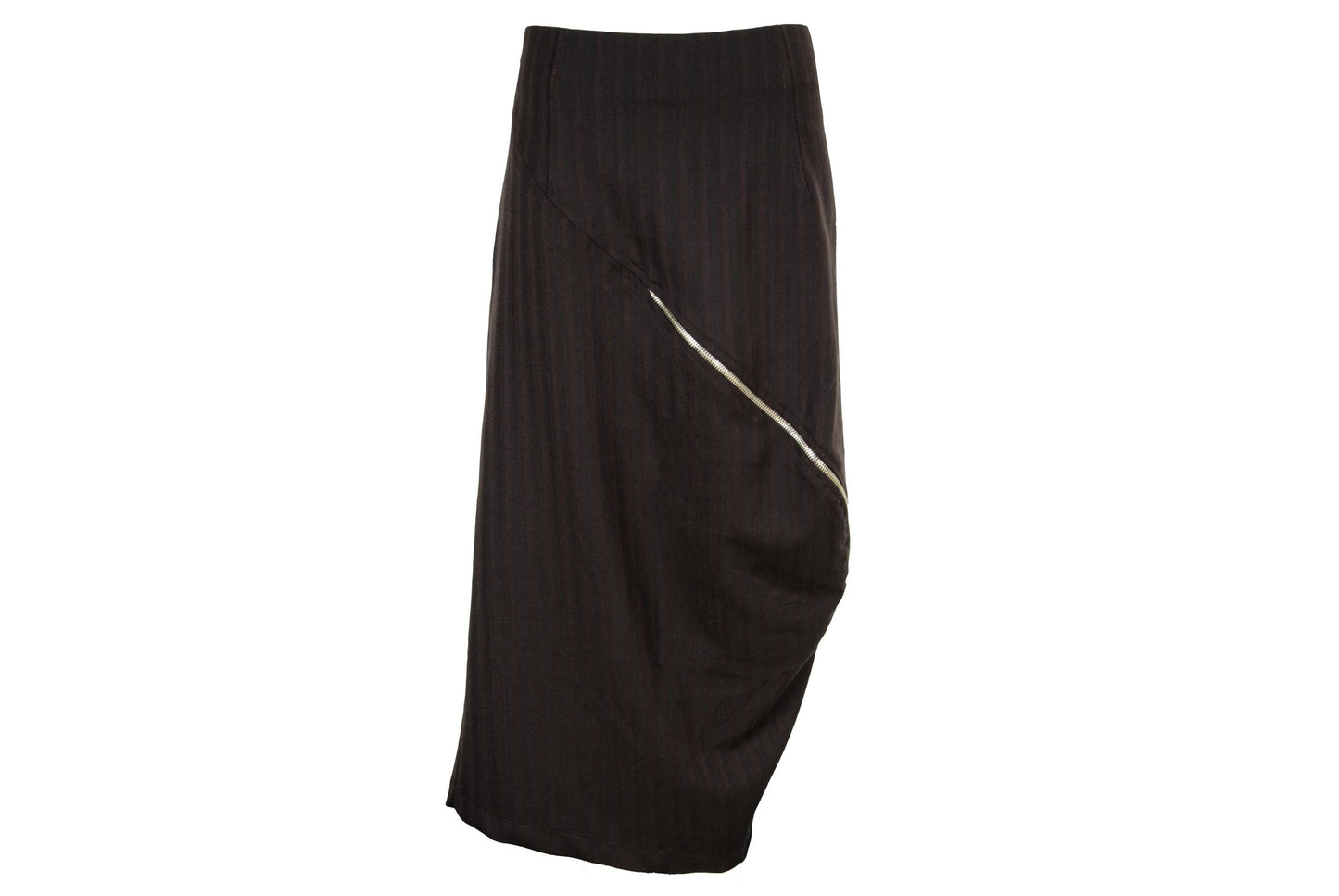 Vintage Collection Privée? wool blend brown striped avant garde skirt / Made in Italy