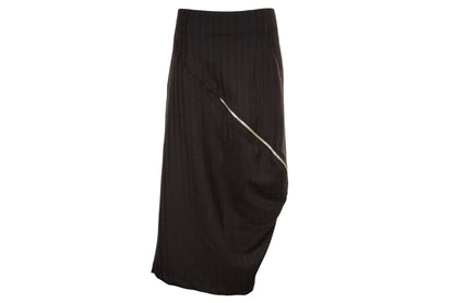 Vintage Collection Privée? wool blend brown striped avant garde skirt / Made in Italy