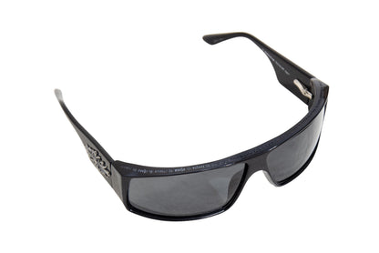 Vintage Robert La Roche sterling silver 925 cross wraparound black acetate sunglasses