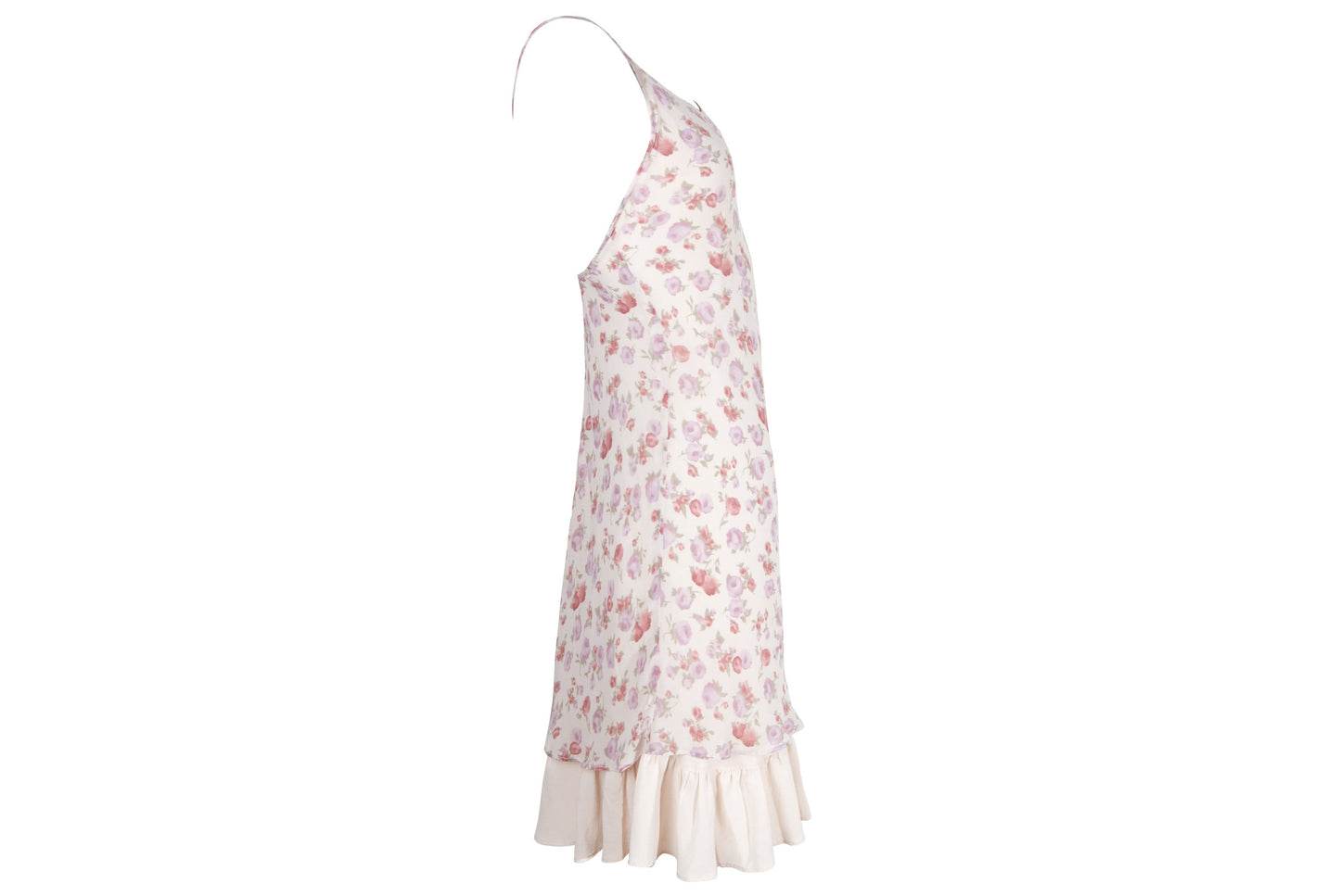 Vintage 100% silk floral print soft pink backless mini dress / Made in Italy
