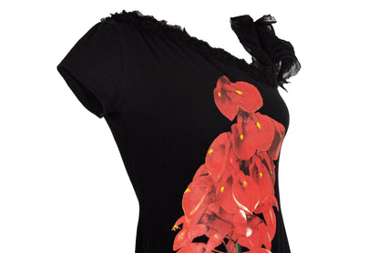 Vintage Spanish designer oversized flower print midi dress