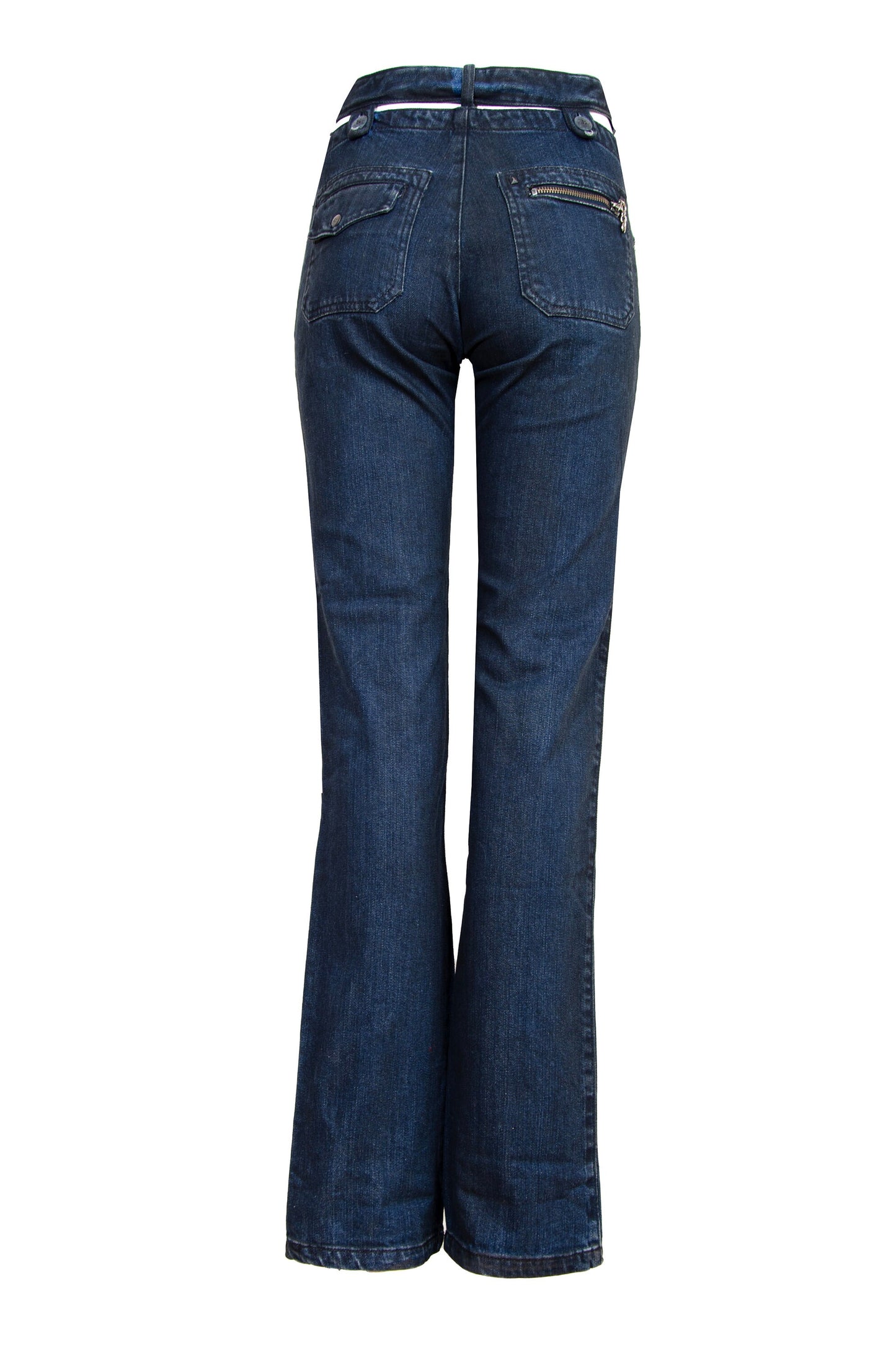 StyleLab Y2K Low Rise Flare Jeans with Cutout Waist